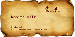 Kanitz Aliz névjegykártya